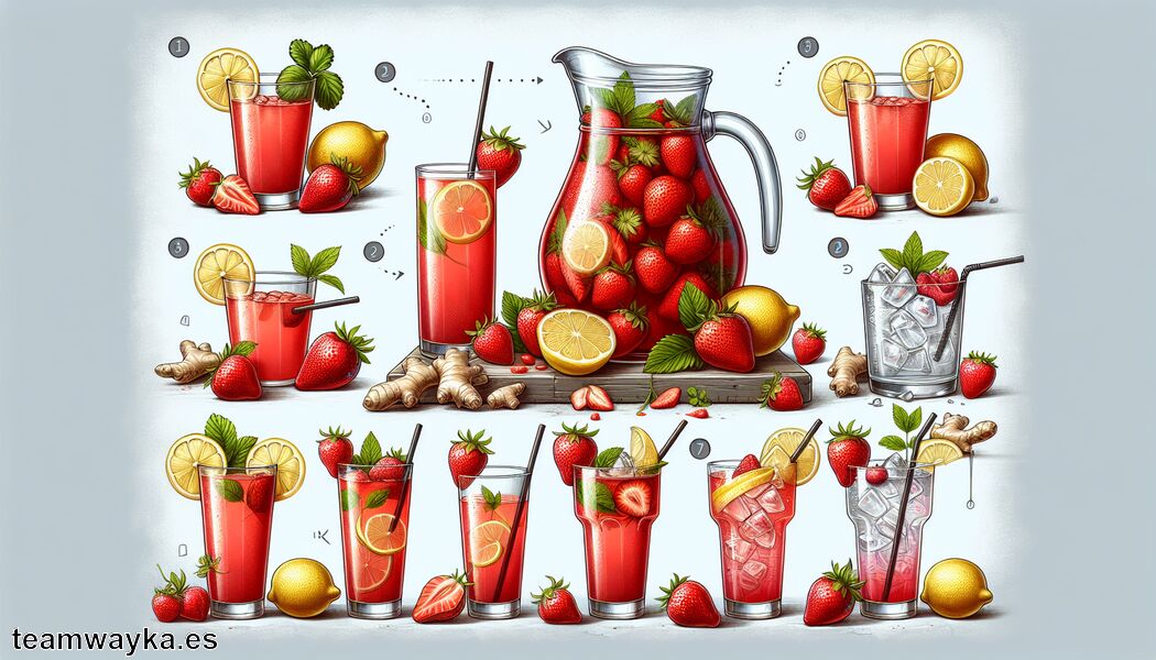 Variantes de limonada con jengibre o cócteles - Limonada de fresa DIY